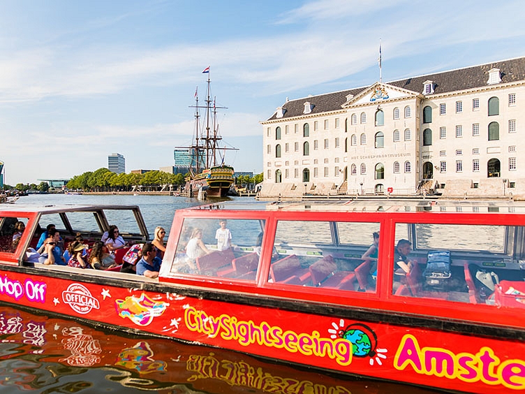 City Sightseeing Amsterdam boat at National Maritime Museum