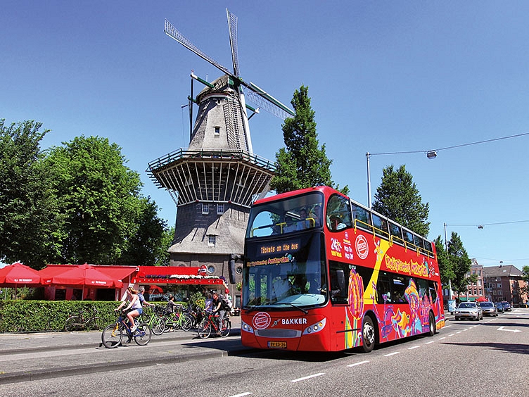 City Sightseeing Amsterdam bus at Windmill