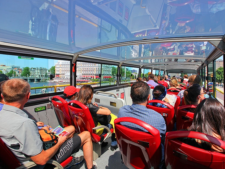 City Sightseeing Amsterdam bus inside the bus