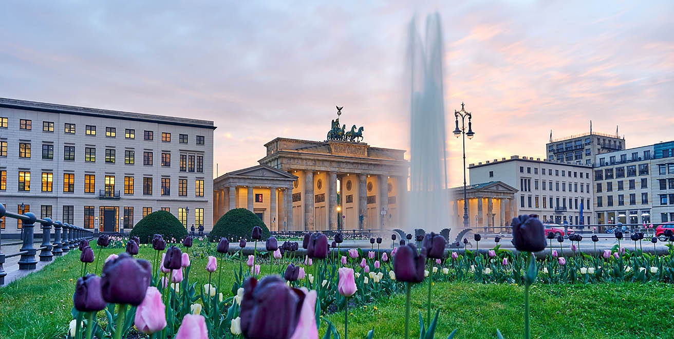 Brandenburg Gate with tulips