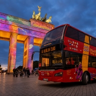 Berlin Tour of Lights City Sightseeing bus in front of brandenburger tor 800x800