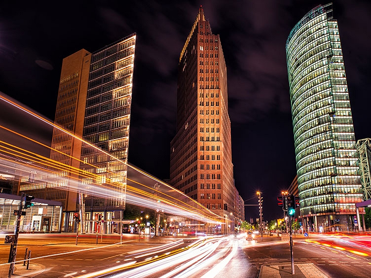 Tour of Lights Potsdamer Platz at night