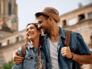 Couple in love on a citytrip preview